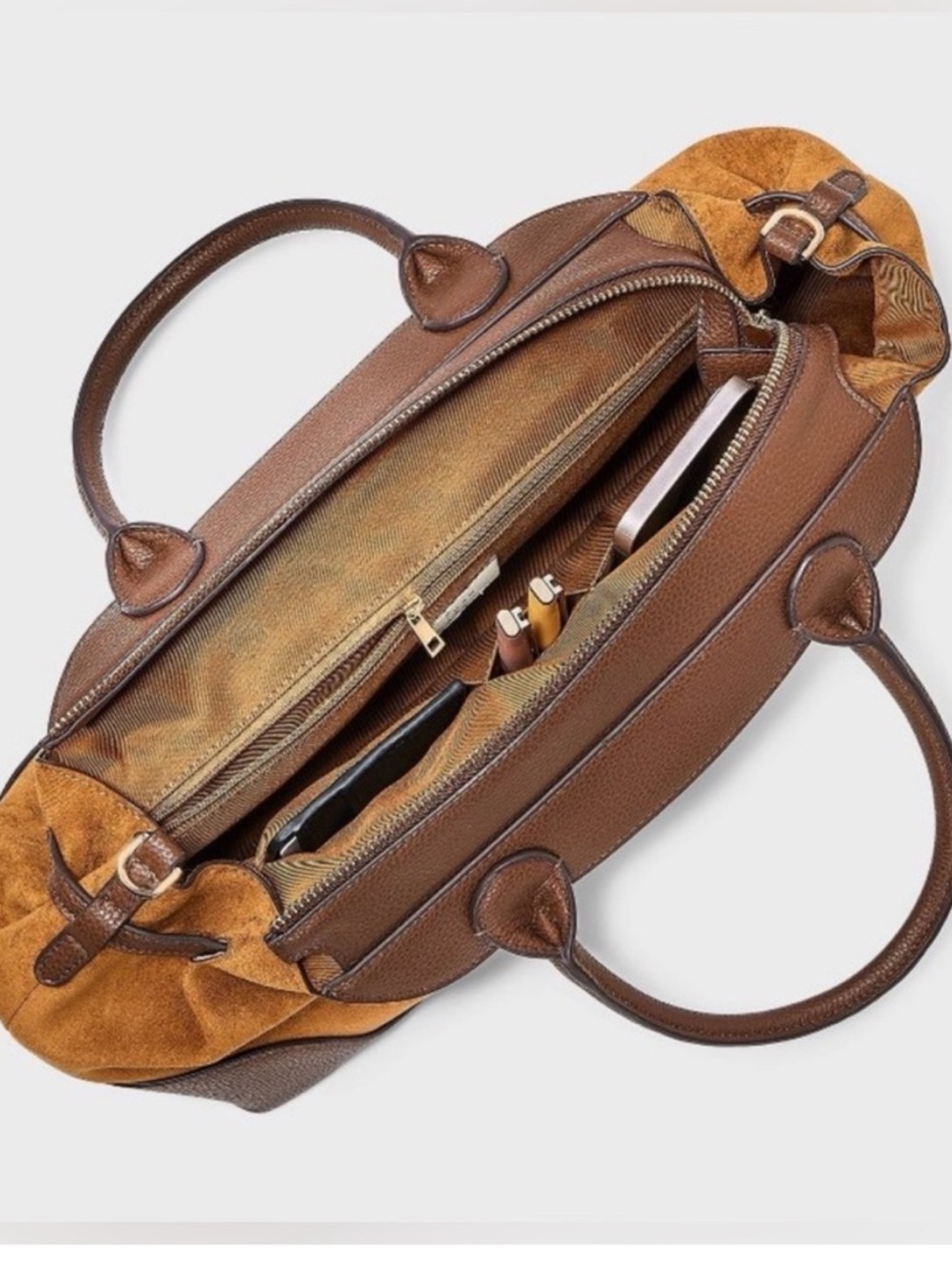 A NEW DAY NWT Belted Satchel Handbag -brown - Picture 3 of 7